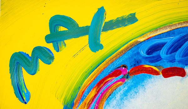 Peter Max Peace by the Year 2000 Mixed Media 1998 Original Painting 22x28 with Signature, Label, and Studio Documentation