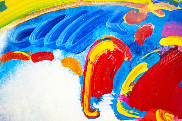 Peter Max Peace by the Year 2000 Mixed Media 1998 Original Painting 22x28 with Signature, Label, and Studio Documentation