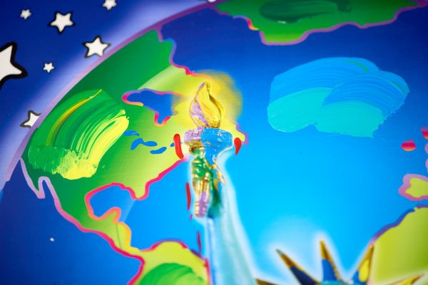Peter Max, Peace on Earth, Signed Mixed Media Original Painting over Lithograph