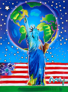 Peter Max, Peace on Earth, Signed Mixed Media Original Painting over Lithograph