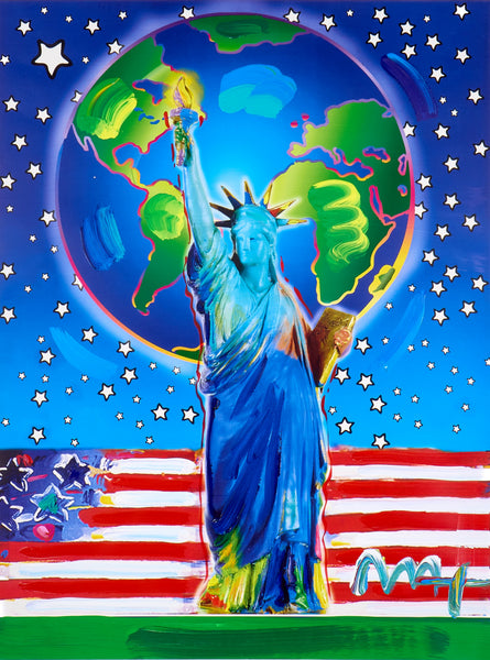 Peter Max, Peace on Earth, Signed Mixed Media Original Painting over Lithograph