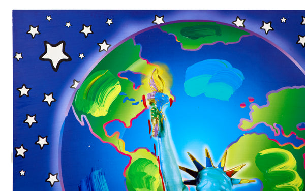 Peter Max, Peace on Earth, Signed Mixed Media Original Painting over Lithograph
