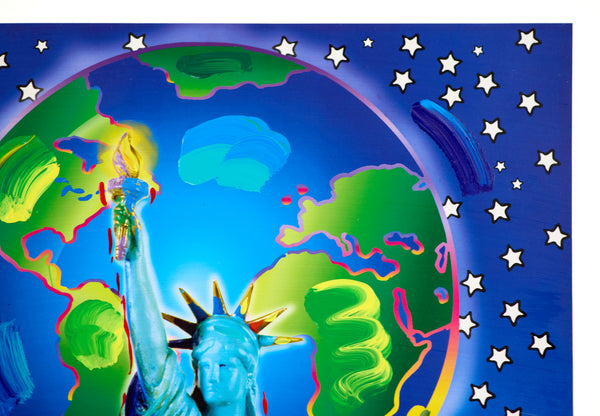 Peter Max, Peace on Earth, Signed Mixed Media Original Painting over Lithograph