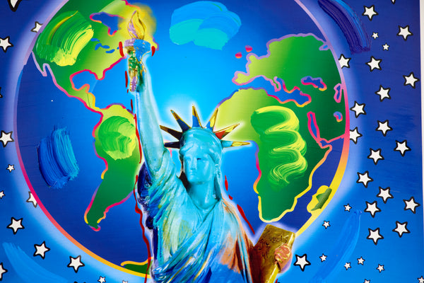 Peter Max, Peace on Earth, Signed Mixed Media Original Painting over Lithograph