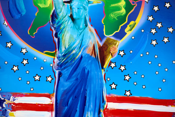Peter Max, Peace on Earth, Signed Mixed Media Original Painting over Lithograph