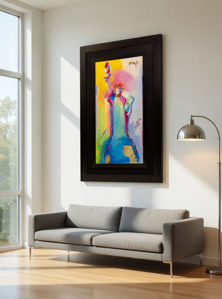 Peter Max, Statue of Liberty, Signed Large 48x24 Inch Original Painting on Canvas