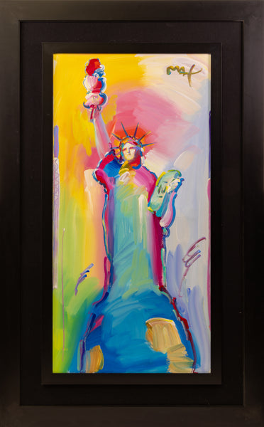 Peter Max, Statue of Liberty, Signed Large 48x24 Inch Original Painting on Canvas