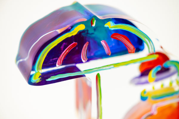 Peter Max, Umbrella Man (Ver. III #837), a 2018 hand-painted acrylic sculpture measuring 12.25 x 8.5 x 4.5 inches