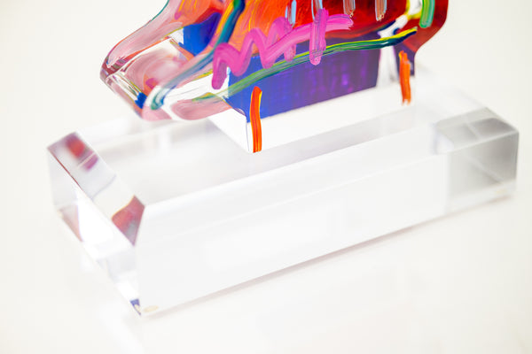 Peter Max, Umbrella Man (Ver. III #837), a 2018 hand-painted acrylic sculpture measuring 12.25 x 8.5 x 4.5 inches