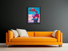 Peter Max, Umbrella Man - Original Painting 32x24 1999 with Signature, Label, and Studio Documentation