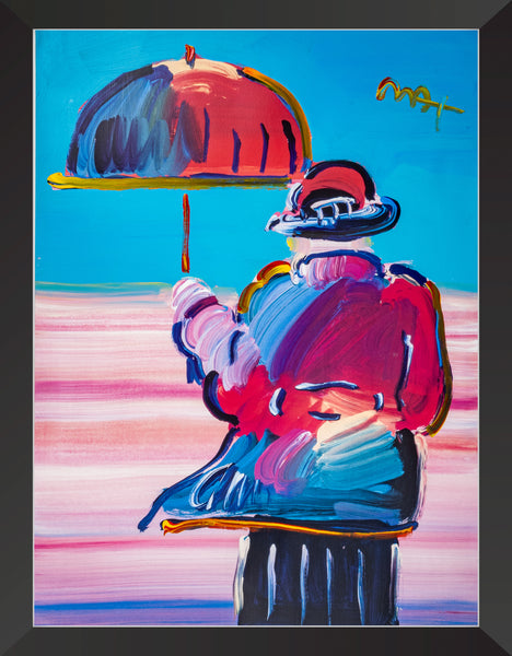 Peter Max, Umbrella Man - Original Painting 32x24 1999 with Signature, Label, and Studio Documentation