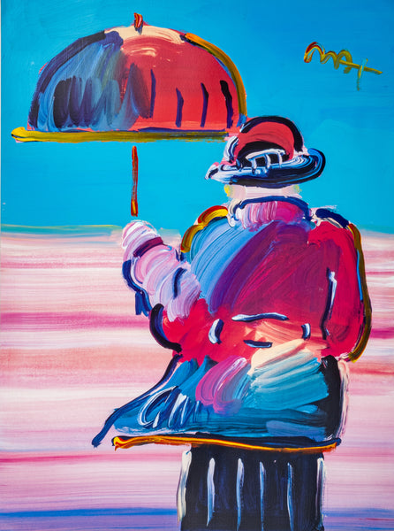Peter Max Umbrella Man Original 32x24 Painting with Signature, Label, and Studio Documentation
