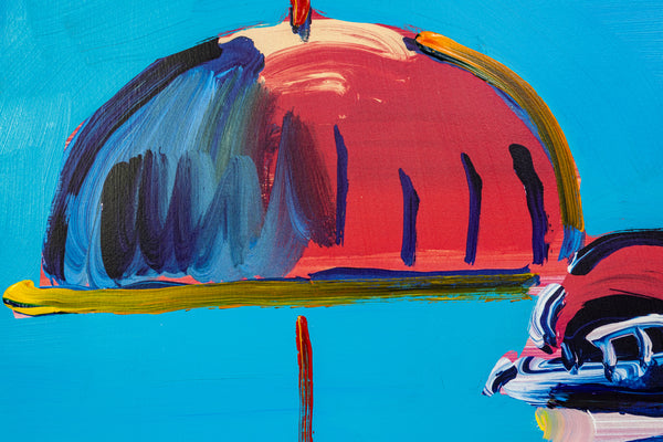 Peter Max Umbrella Man Original 32x24 Painting with Signature, Label, and Studio Documentation