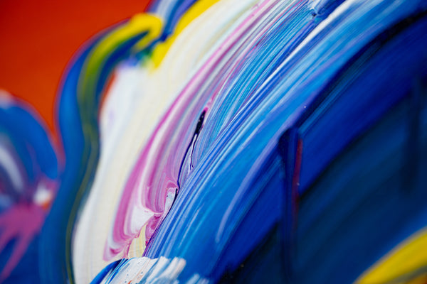 Peter Max, Umbrella Man on Red, (v. III #38), a 2015 original acrylic on canvas