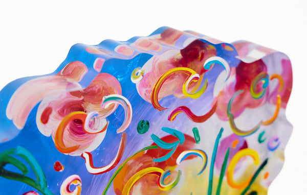 Peter Max, Vase with Flowers, 16 Inch Acrylic Sculpture Signed 2016