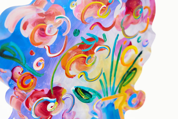 Peter Max, Vase with Flowers, 16 Inch Acrylic Sculpture Signed 2016