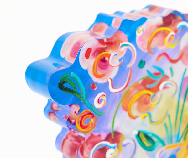 Peter Max, Vase with Flowers, 16 Inch Acrylic Sculpture Signed 2016