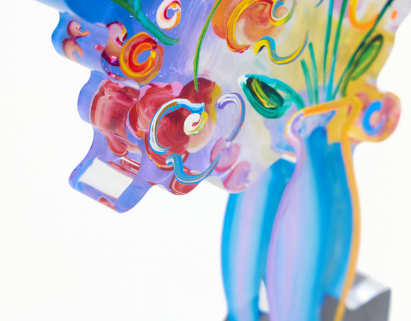 Peter Max, Vase with Flowers, 16 Inch Acrylic Sculpture Signed 2016