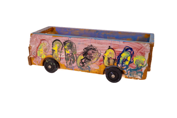 Purvis Young Original Bus and Seven Brushes Sculpture Rare Hand Painted Mixed Media