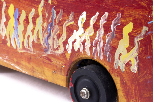 Purvis Young Original Bus and Seven Brushes Sculpture Rare Hand Painted Mixed Media