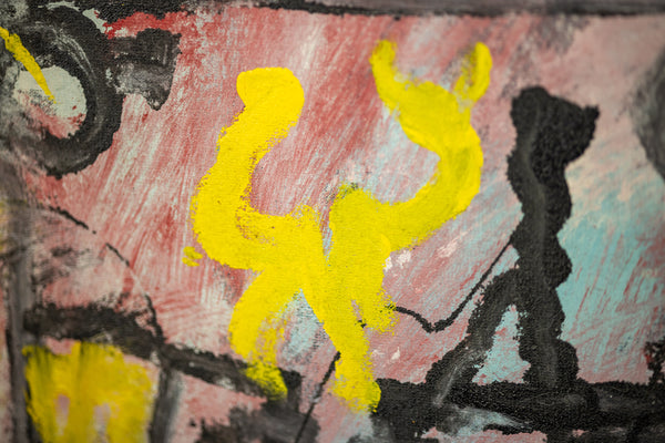 Purvis Young Urban Landscape Signed Large 55 Inch Original Painting