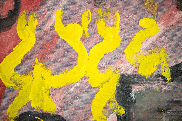 Purvis Young Urban Landscape Signed Large 55 Inch Original Painting