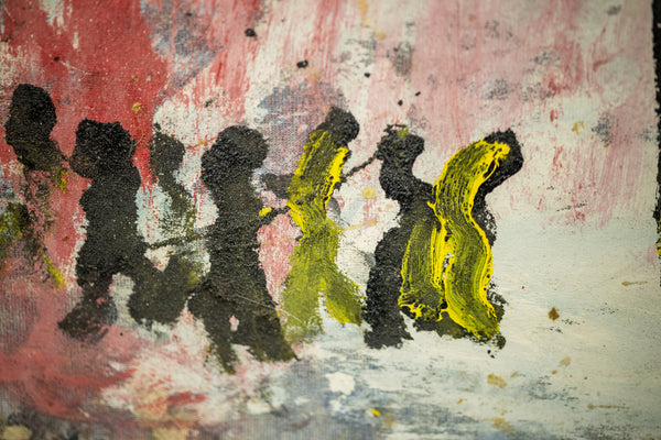 Purvis Young Urban Landscape Signed Large 55 Inch Original Painting