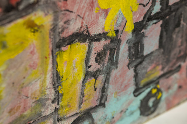 Purvis Young Urban Landscape Signed Large 55 Inch Original Painting