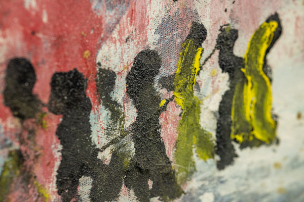 Purvis Young Urban Landscape Signed Large 55 Inch Original Painting