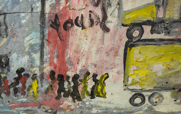 Purvis Young Urban Landscape Signed Large 55 Inch Original Painting