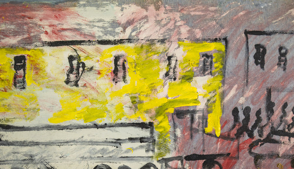 Purvis Young Urban Landscape Signed Large 55 Inch Original Painting