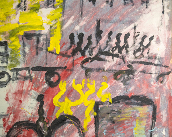 Purvis Young Urban Landscape Signed Large 55 Inch Original Painting