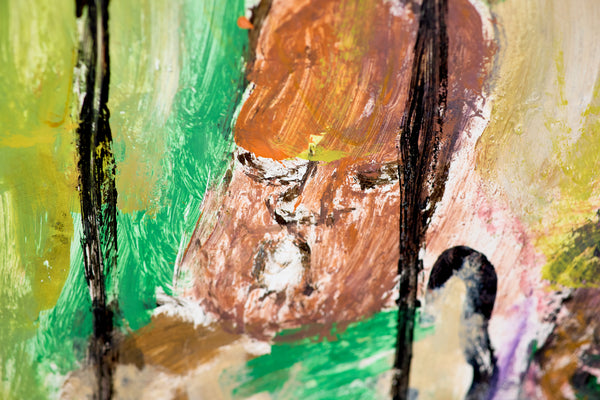 Purvis Young, Figures Behind Bars, Custom Framed 48" Signed Original Painting w/ Foundation COA