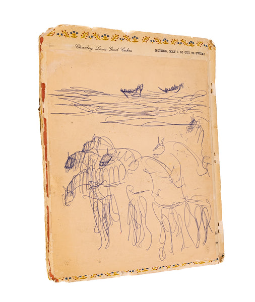 Purvis Young Signed Rare Book of Original Drawings The Horses with Foundation COA