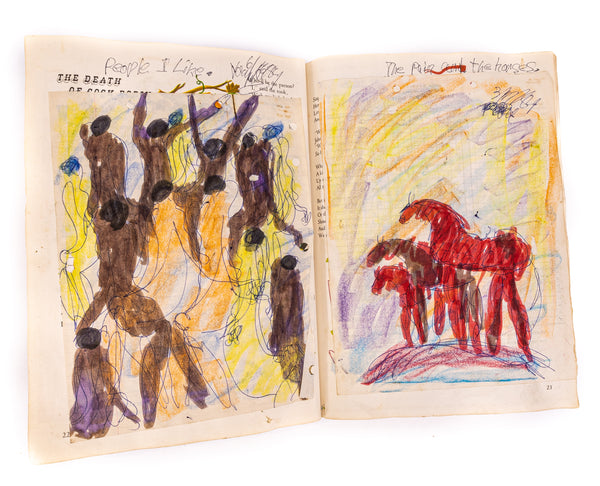 Purvis Young Signed Rare Book of Original Drawings The Horses with Foundation COA