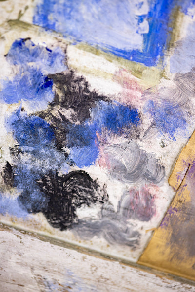 Purvis Young Large Mixed Media 6' Original Painting Trucks on Cardboard