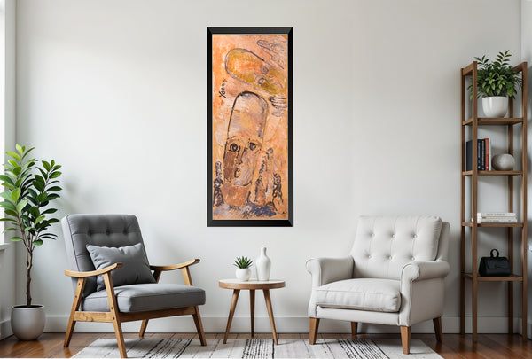 Purvis Young Original Painting Two Faces Large 4 Foot Signed Oil on Board