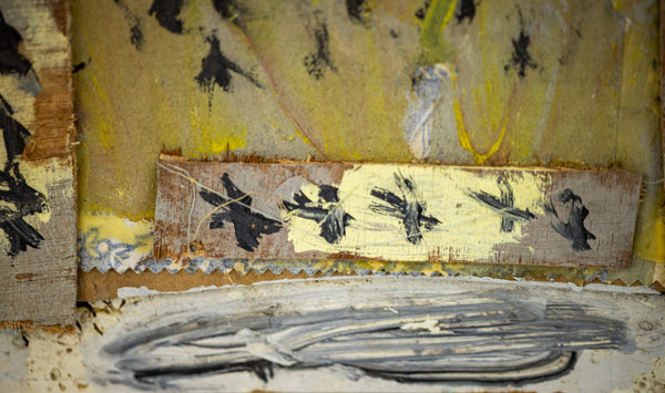 Purvis Young Set of 2 Signed Original Mixed Media Paintings on Masonite