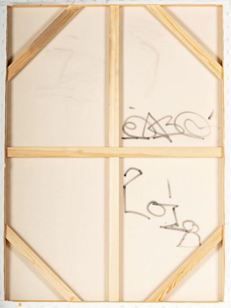 Original 2018 RETNA acrylic on canvas, featuring his signature black-and-white script inspired by global calligraphic traditions