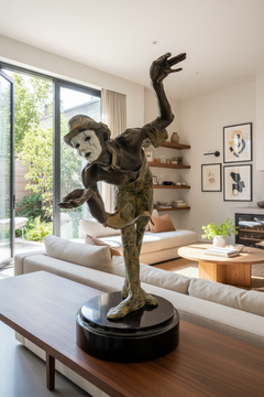 Richard MacDonald’s "Rain II" (c. 1991), is a 19" high bronze sculpture capturing graceful movement and lifelike detail. Limited edition of 85, signed and numbered, and includes a Gallery Certificate of Authenticity.