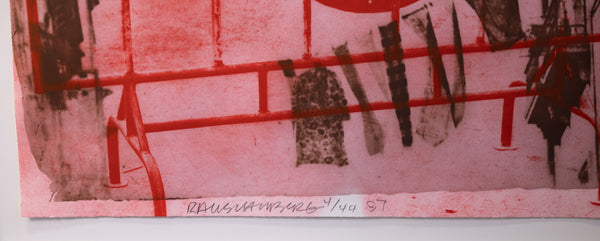 Robert Rauschenberg, Storyline, an intaglio print from the Ground Rules series, is a signed and numbered edition
