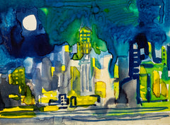 This is an original watercolor on paper by American artist Romare Bearden, signed in pencil and measuring 9 3/8 x 12 5/8 inches. Accompanied by a gallery certificate of authenticity and forthcoming inclusion in the Romare Bearden Digital Catalogue Raisonne.