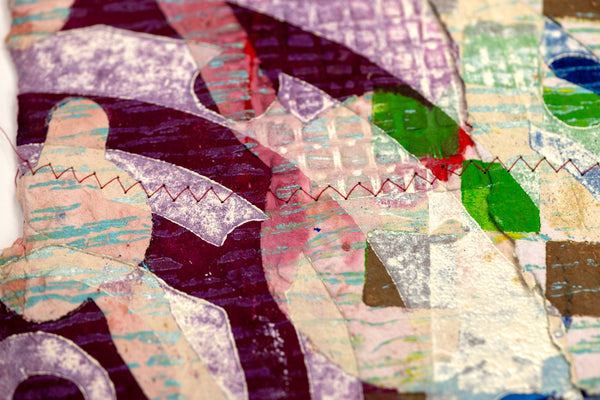 Shoebox by Sam Gilliam is a 20x23.5 inch signed and numbered edition, a relief etching with collage on handmade paper