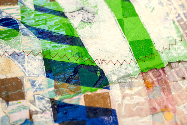 Shoebox by Sam Gilliam is a 20x23.5 inch signed and numbered edition, a relief etching with collage on handmade paper