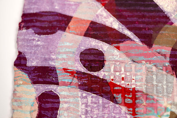 Shoebox by Sam Gilliam is a 20x23.5 inch signed and numbered edition, a relief etching with collage on handmade paper