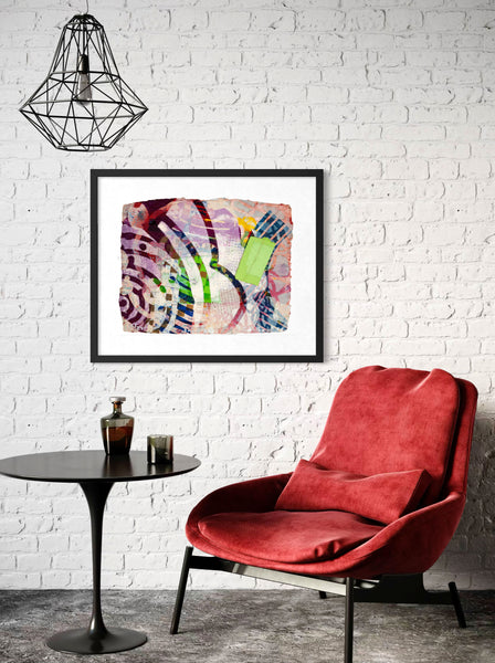 Shoebox by Sam Gilliam is a 20x23.5 inch signed and numbered edition, a relief etching with collage on handmade paper