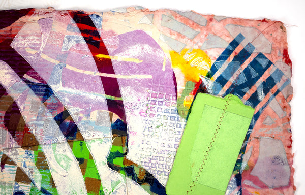 Shoebox by Sam Gilliam is a 20x23.5 inch signed and numbered edition, a relief etching with collage on handmade paper