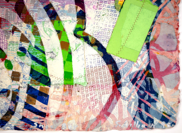 Shoebox by Sam Gilliam is a 20x23.5 inch signed and numbered edition, a relief etching with collage on handmade paper