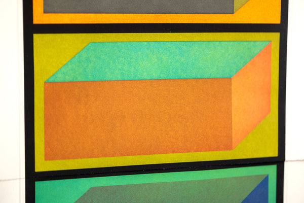 Sol LeWitt, Eight Cubic Rectangles, (1995 Diptych), color etching and aquatint on two sheets of Somerset paper