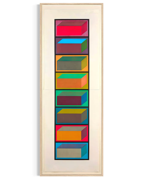 Sol LeWitt, Eight Cubic Rectangles, (1995 Diptych), color etching and aquatint on two sheets of Somerset paper